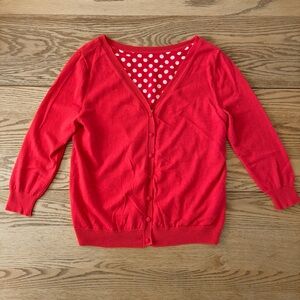 Red Polka Dot Lined Women's Cardigan